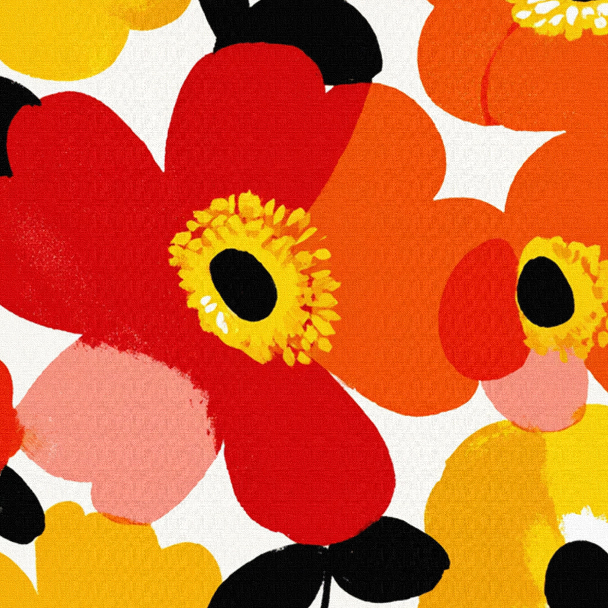 視界いっぱいに広がる、いきいきとした花のエネルギーが、あなたを前向きに照らす – フラワーブラスト・トリプティック – Flower Blast Triptych