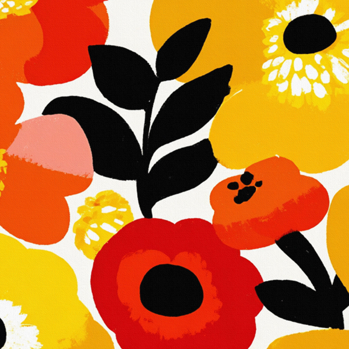 視界いっぱいに広がる、いきいきとした花のエネルギーが、あなたを前向きに照らす – フラワーブラスト・トリプティック – Flower Blast Triptych