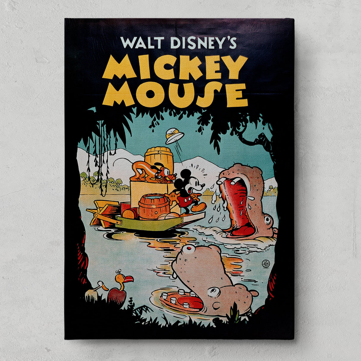 ディズニー クラシックポスター|ミッキー&プルート ジャングル探検アートパネル