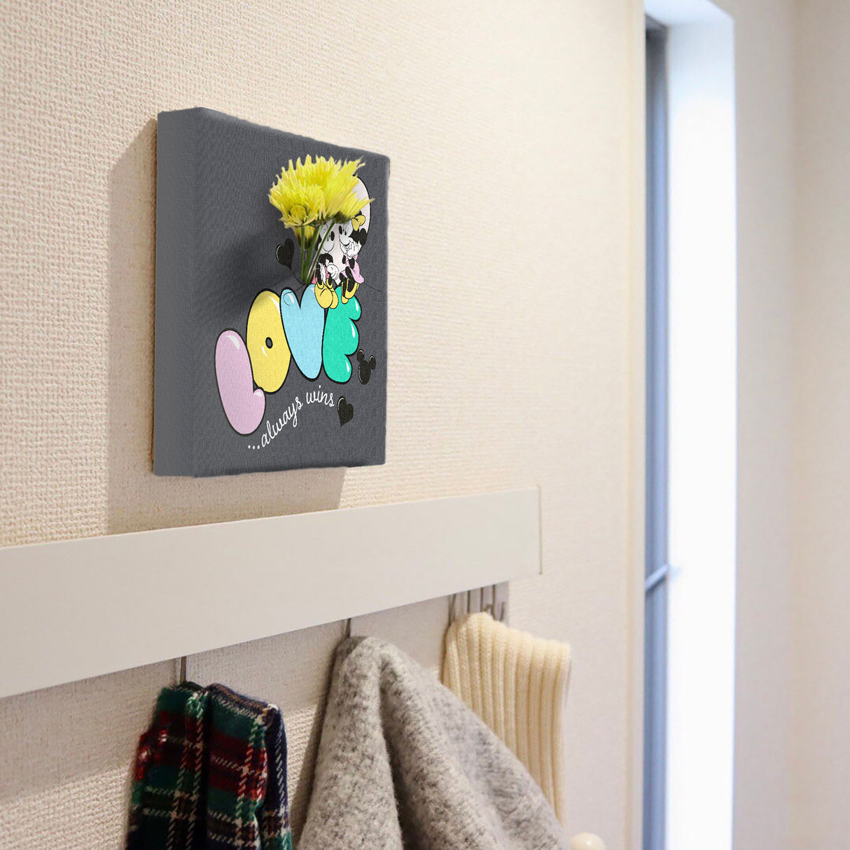 ミッキー&ミニー|LOVE always wins|一輪挿しアートパネル(IKEBANAシリーズ)
