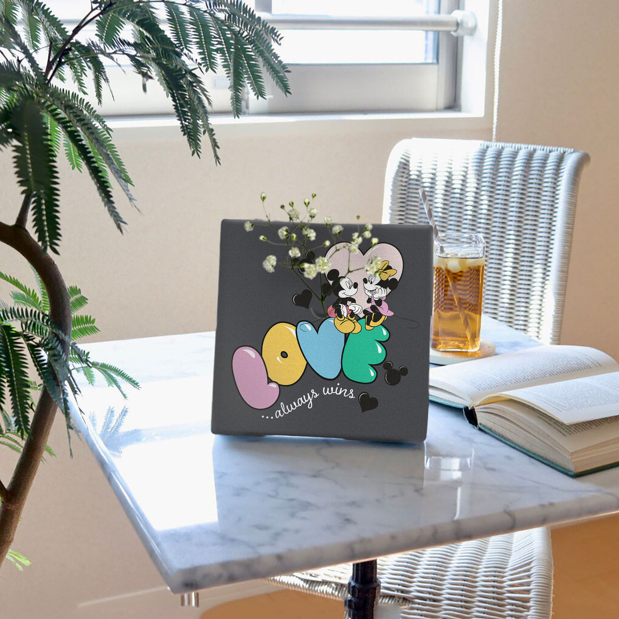 ミッキー&ミニー|LOVE always wins|一輪挿しアートパネル(IKEBANAシリーズ)