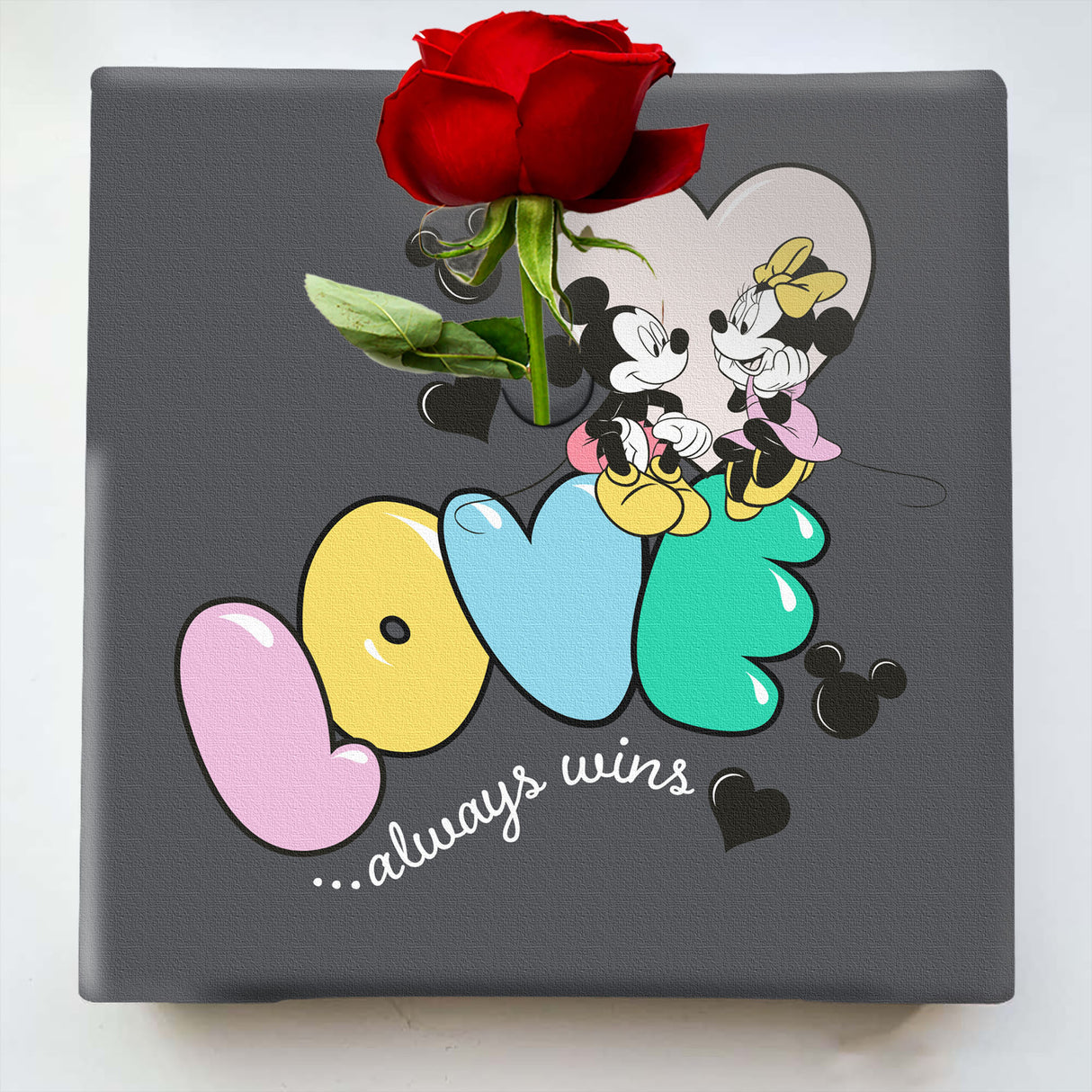 ミッキー&ミニー|LOVE always wins|一輪挿しアートパネル(IKEBANAシリーズ)