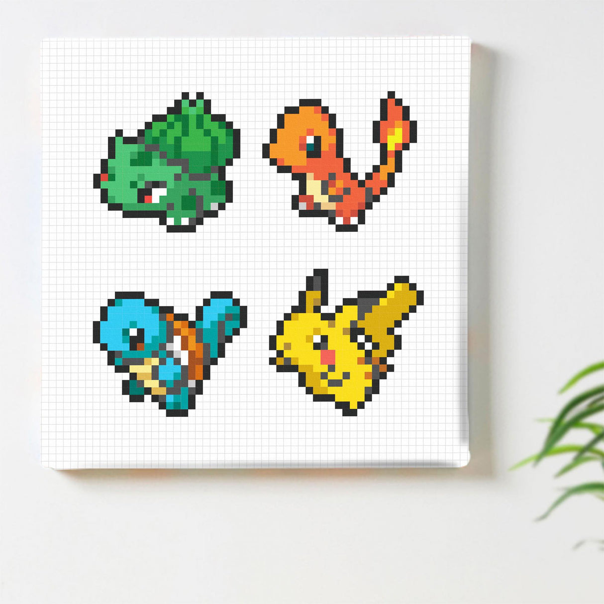 ピクセルアート|ポケモン4匹のドット絵キャンバス