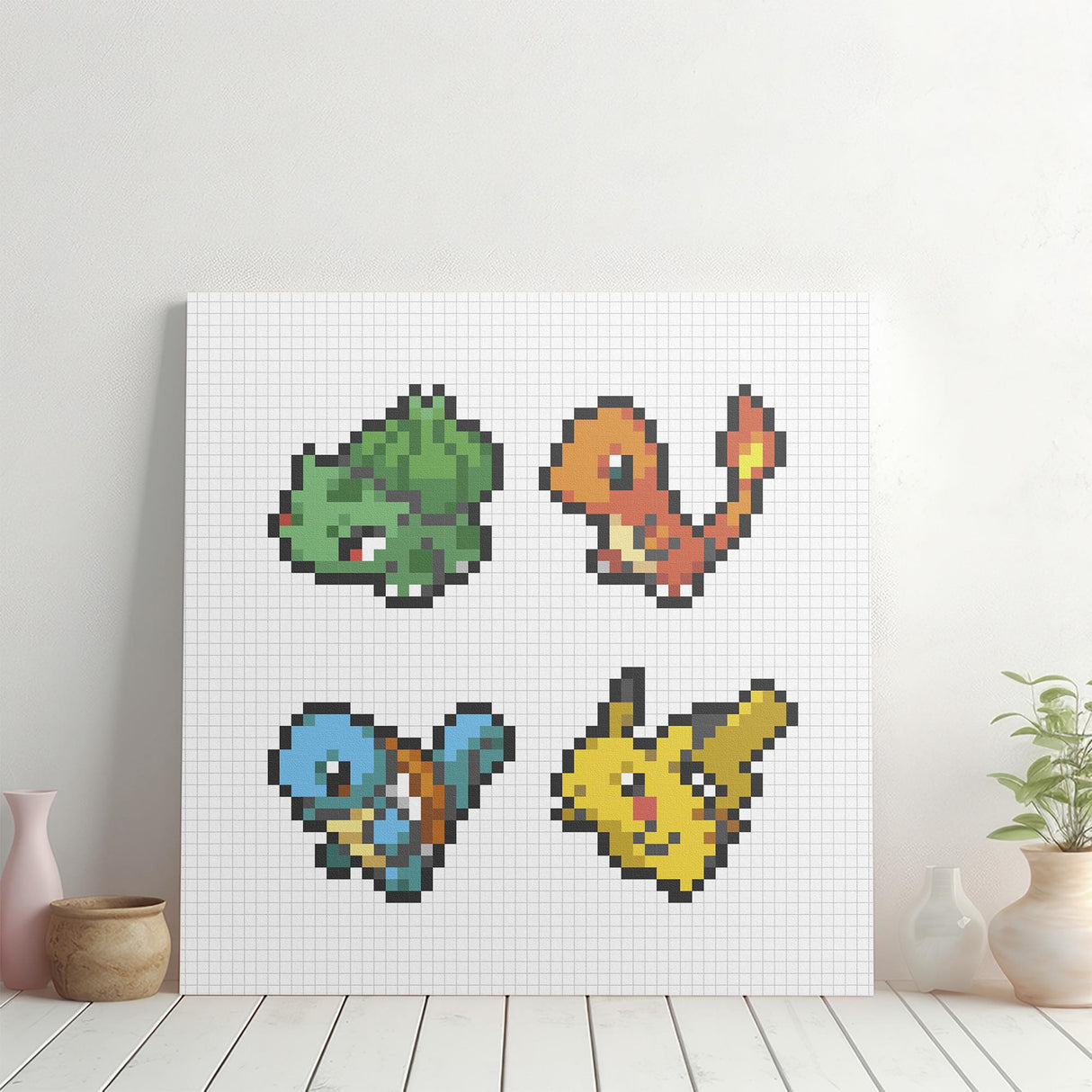 ピクセルアート|ポケモン4匹のドット絵キャンバス