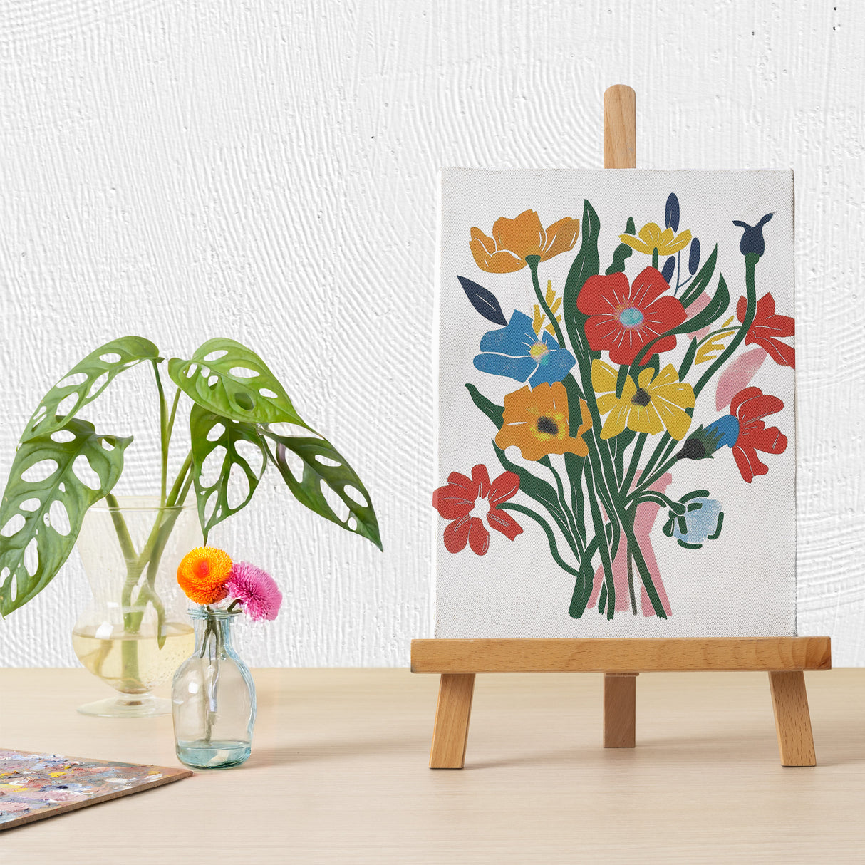 カラフル 花束 アートポスター|ポップ&モダンなブーケデザイン