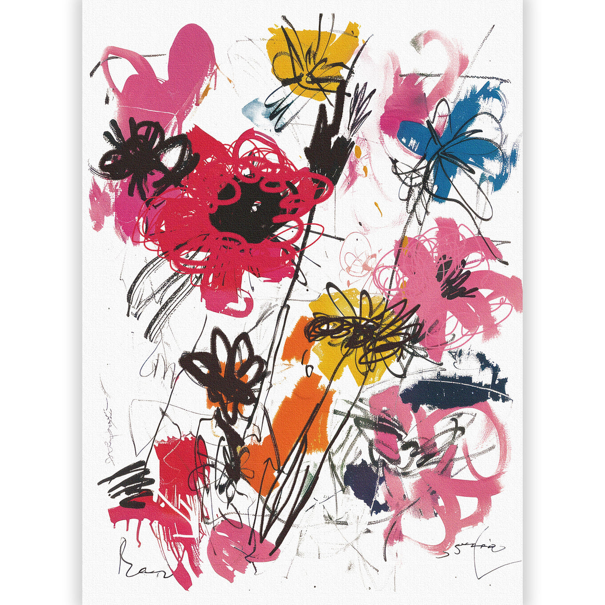 抽象 花 アートポスター|自由でアーティスティックな手描きスタイル