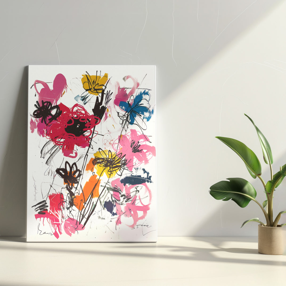 抽象 花 アートポスター|自由でアーティスティックな手描きスタイル