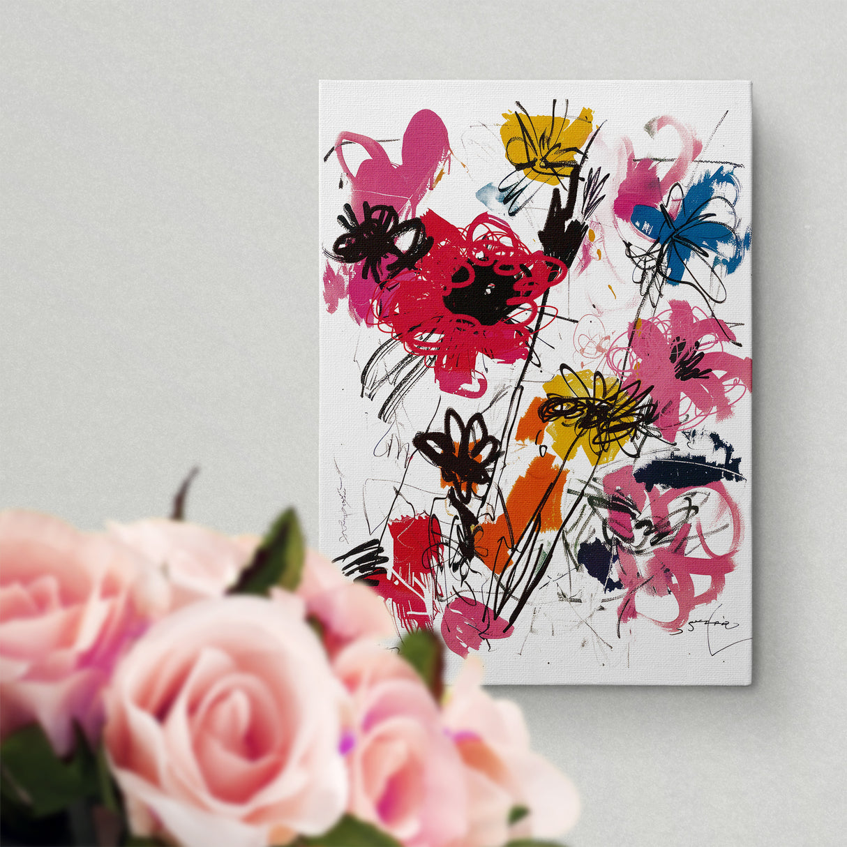 抽象 花 アートポスター|自由でアーティスティックな手描きスタイル