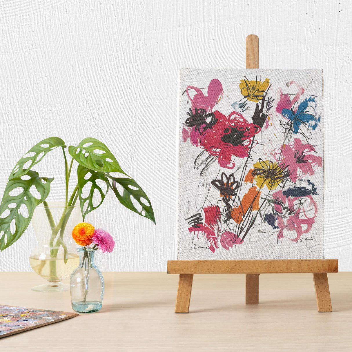 抽象 花 アートポスター|自由でアーティスティックな手描きスタイル