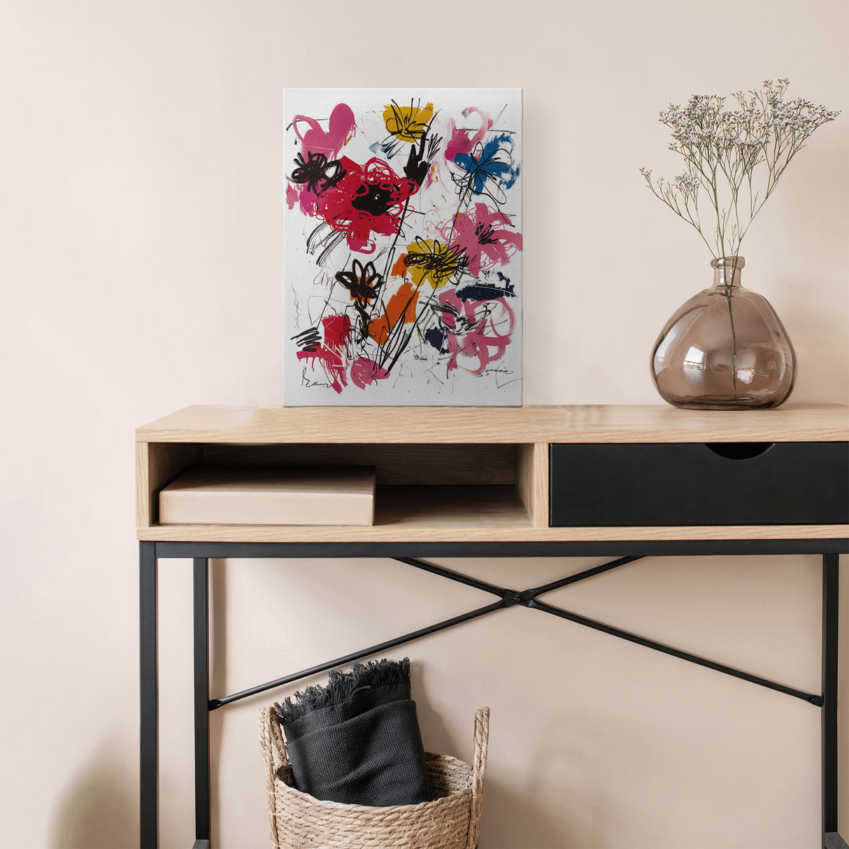 抽象 花 アートポスター|自由でアーティスティックな手描きスタイル