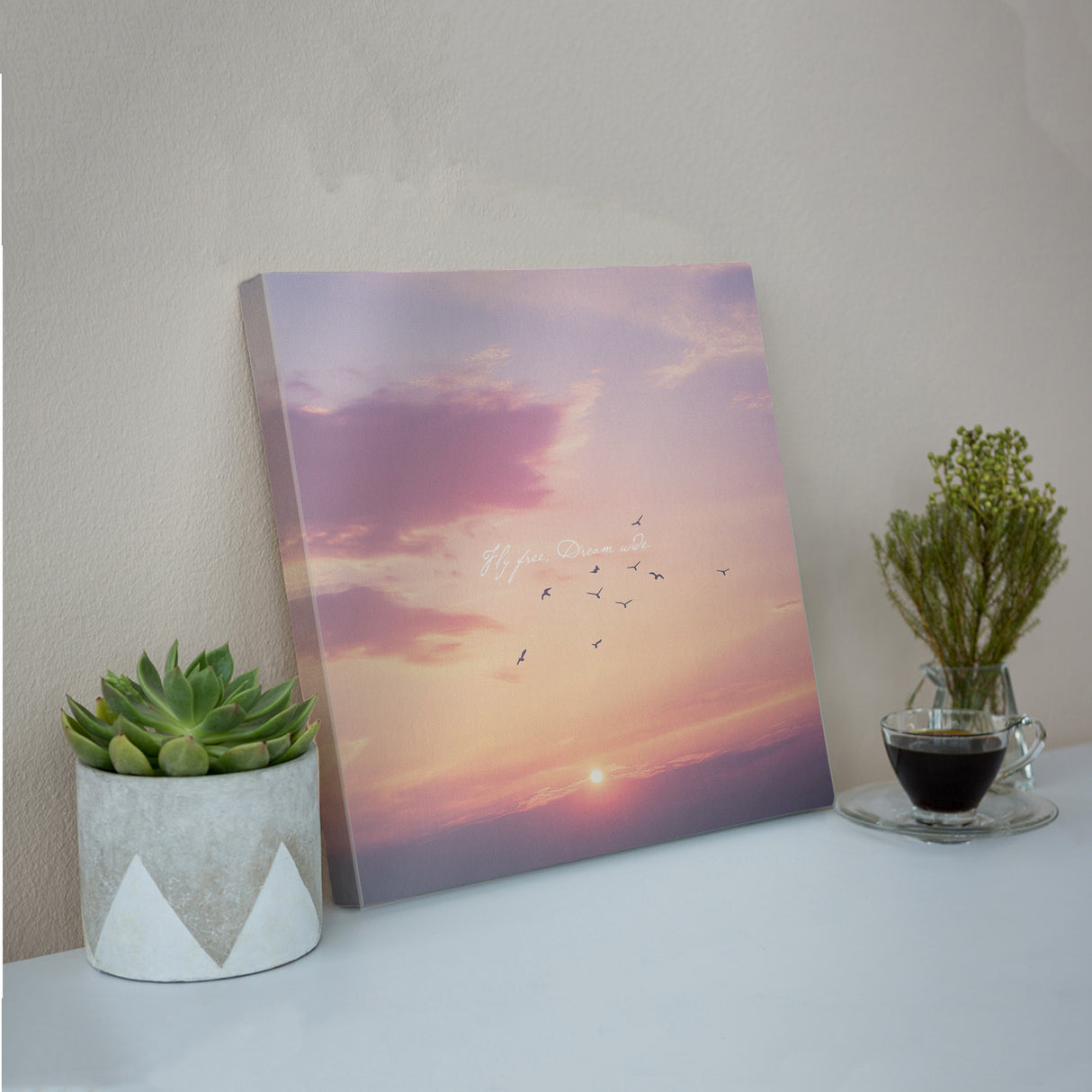夕焼け空と鳥のシルエット|癒しの風景アートパネル