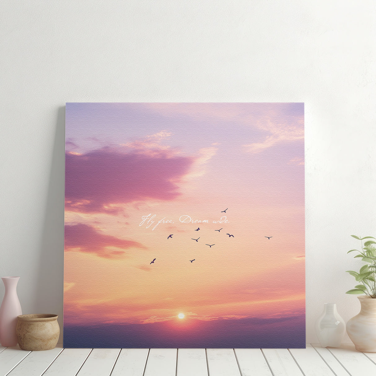 夕焼け空と鳥のシルエット|癒しの風景アートパネル