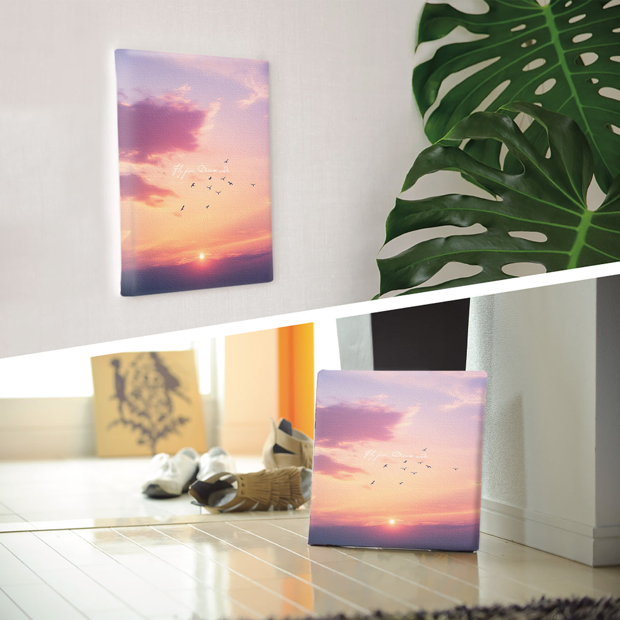 夕焼け空と鳥のシルエット|癒しの風景アートパネル