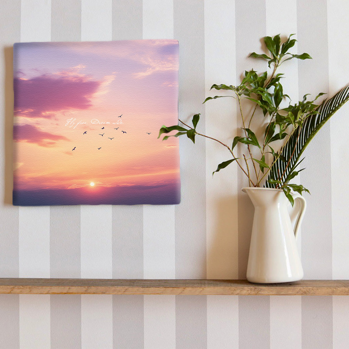 夕焼け空と鳥のシルエット|癒しの風景アートパネル