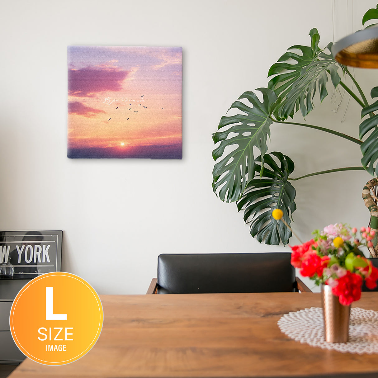 夕焼け空と鳥のシルエット|癒しの風景アートパネル