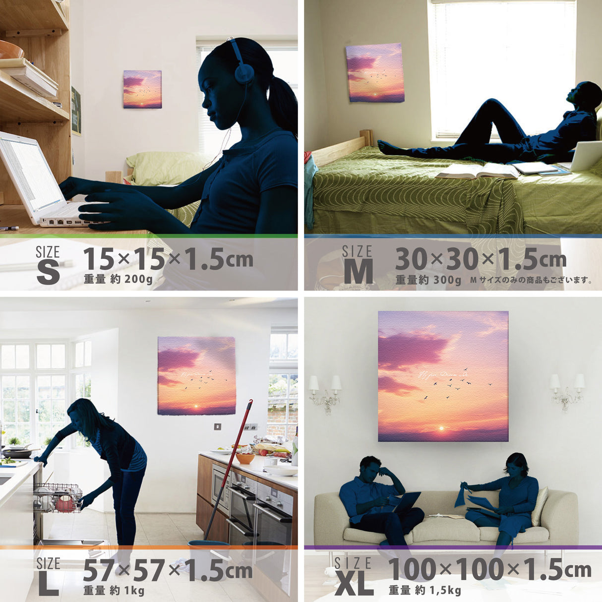 夕焼け空と鳥のシルエット|癒しの風景アートパネル