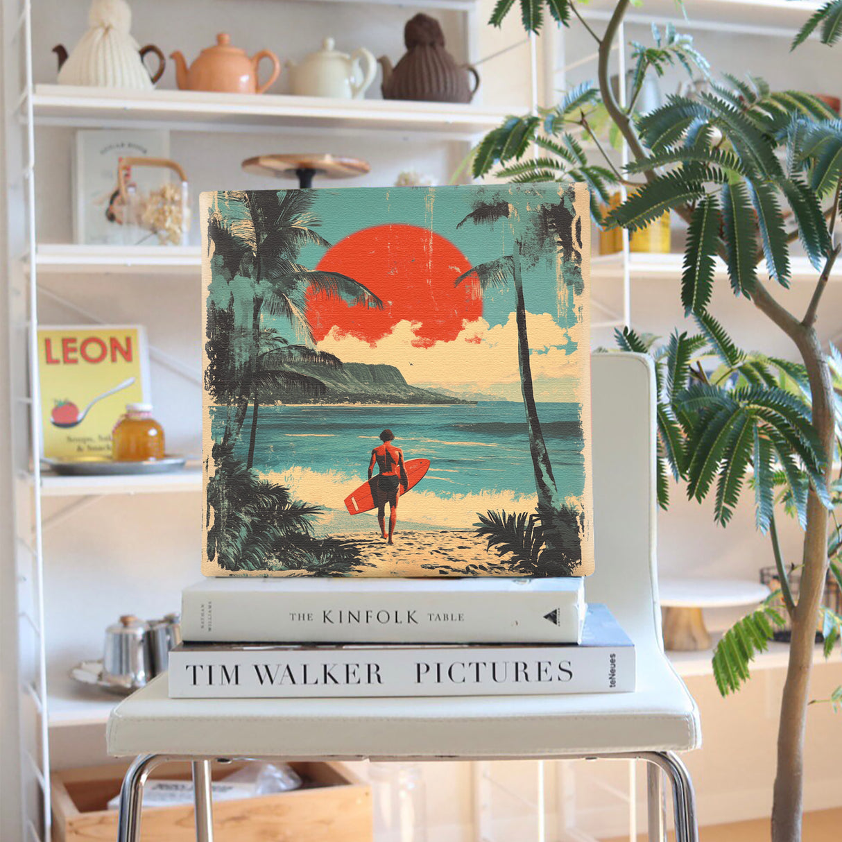 ハワイアンレトロアート「サンセット・サーフライド」