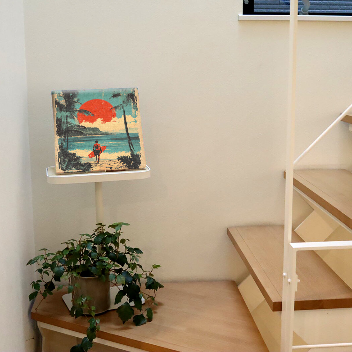 ハワイアンレトロアート「サンセット・サーフライド」