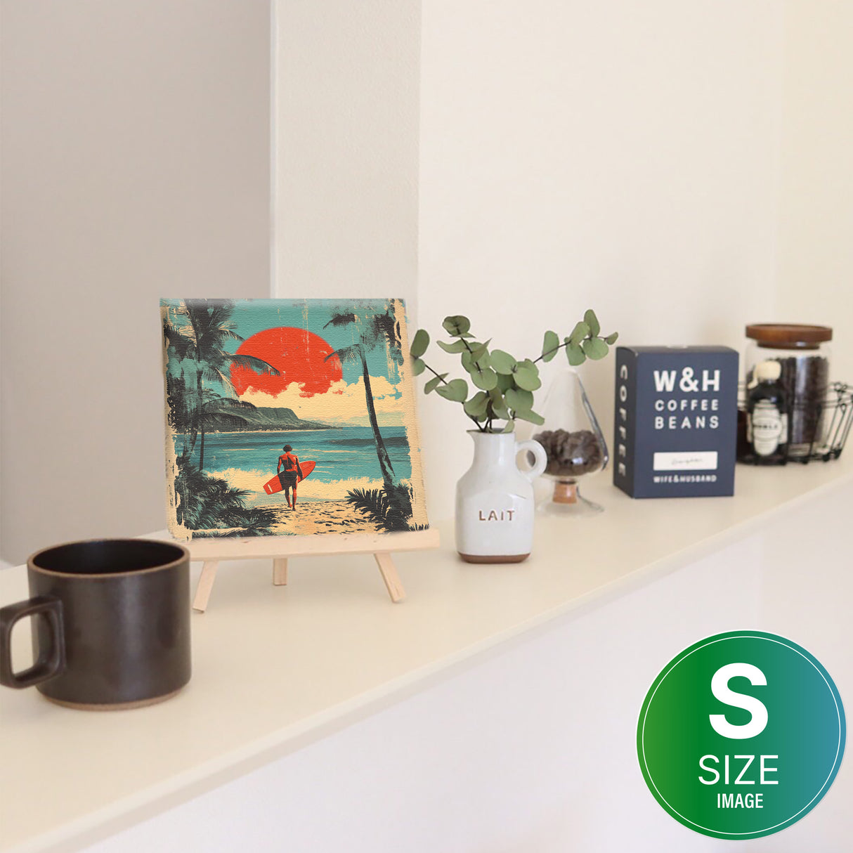 ハワイアンレトロアート「サンセット・サーフライド」