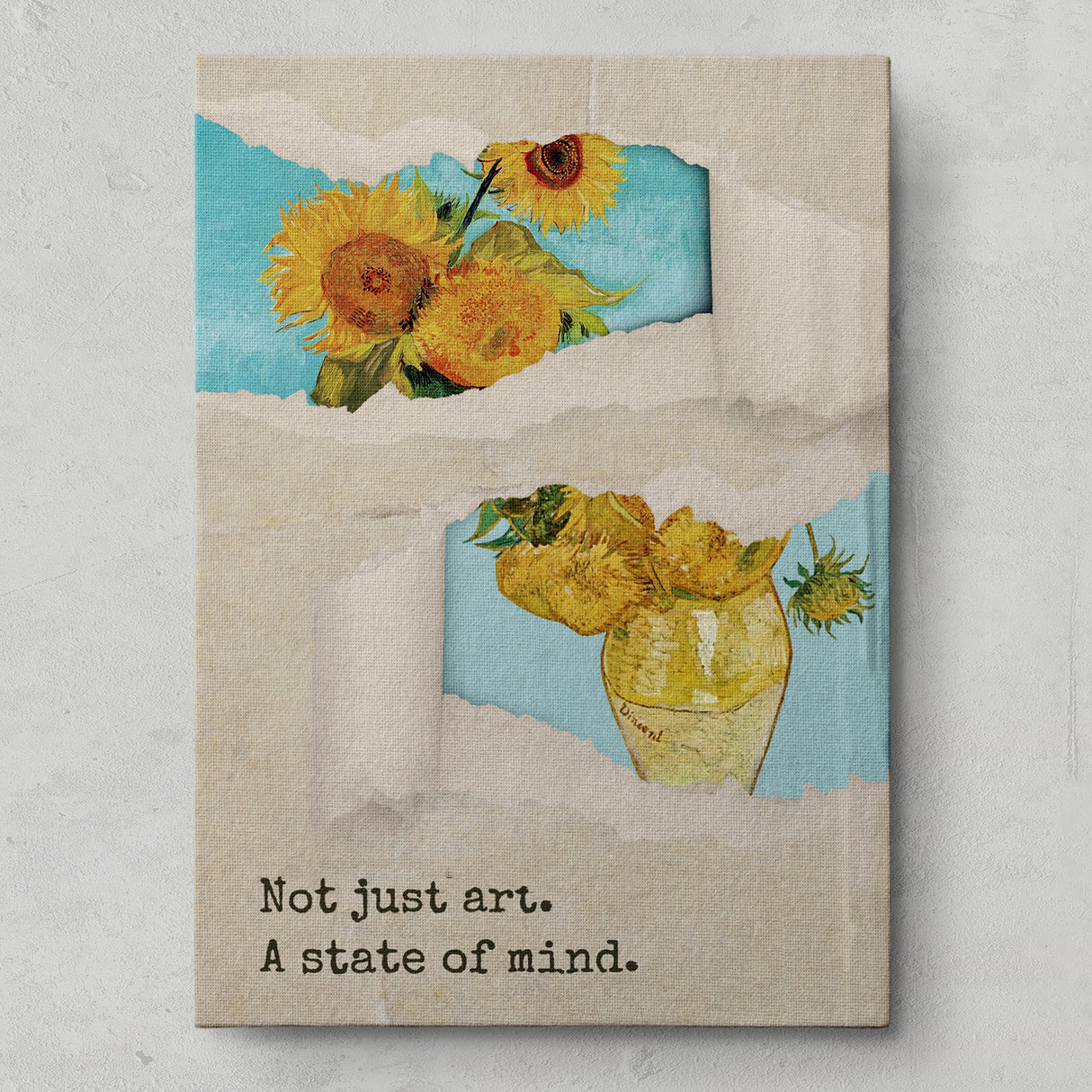 ゴッホの「ひまわり」をモチーフ、黄色い花は幸福感の象徴