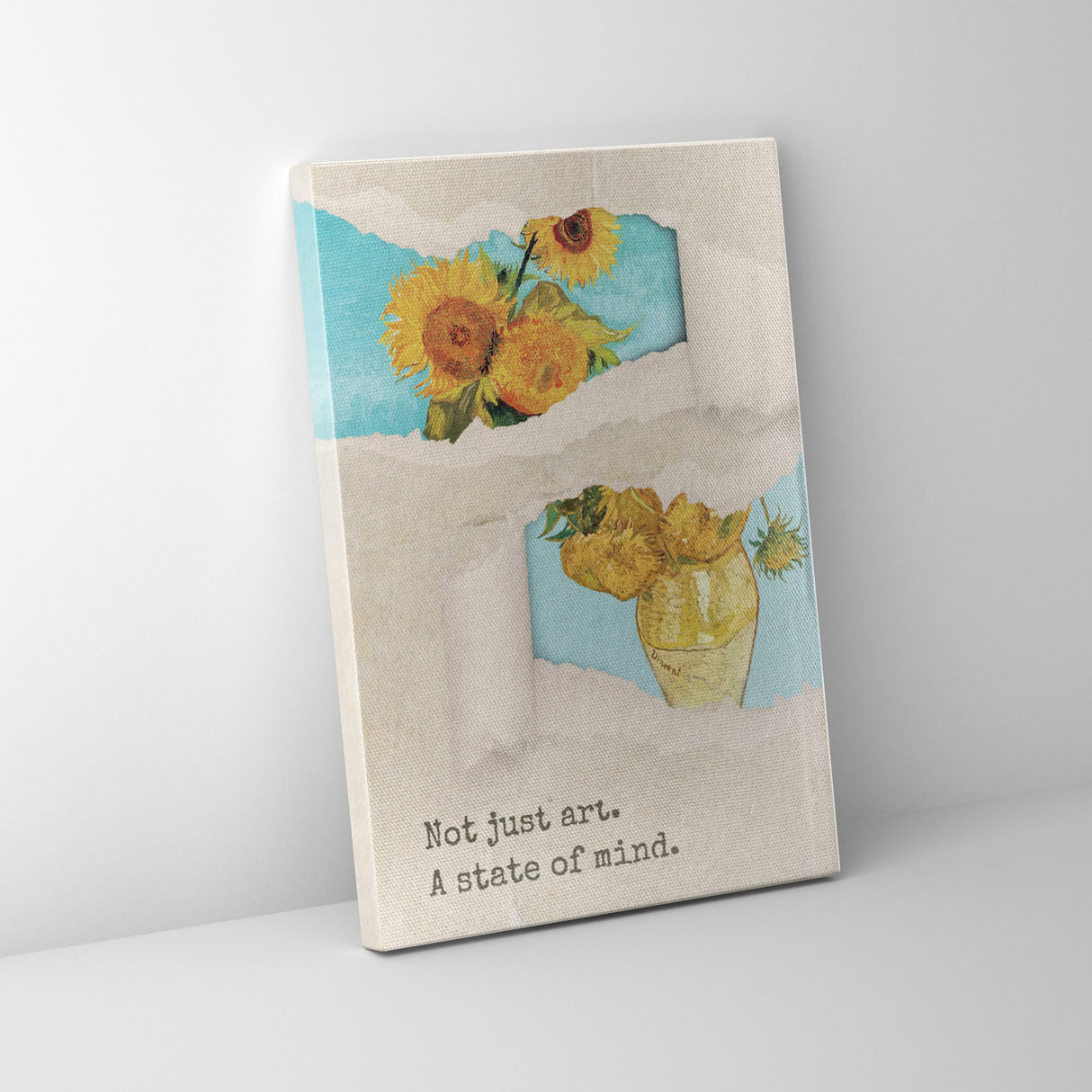 ゴッホの「ひまわり」をモチーフ、黄色い花は幸福感の象徴