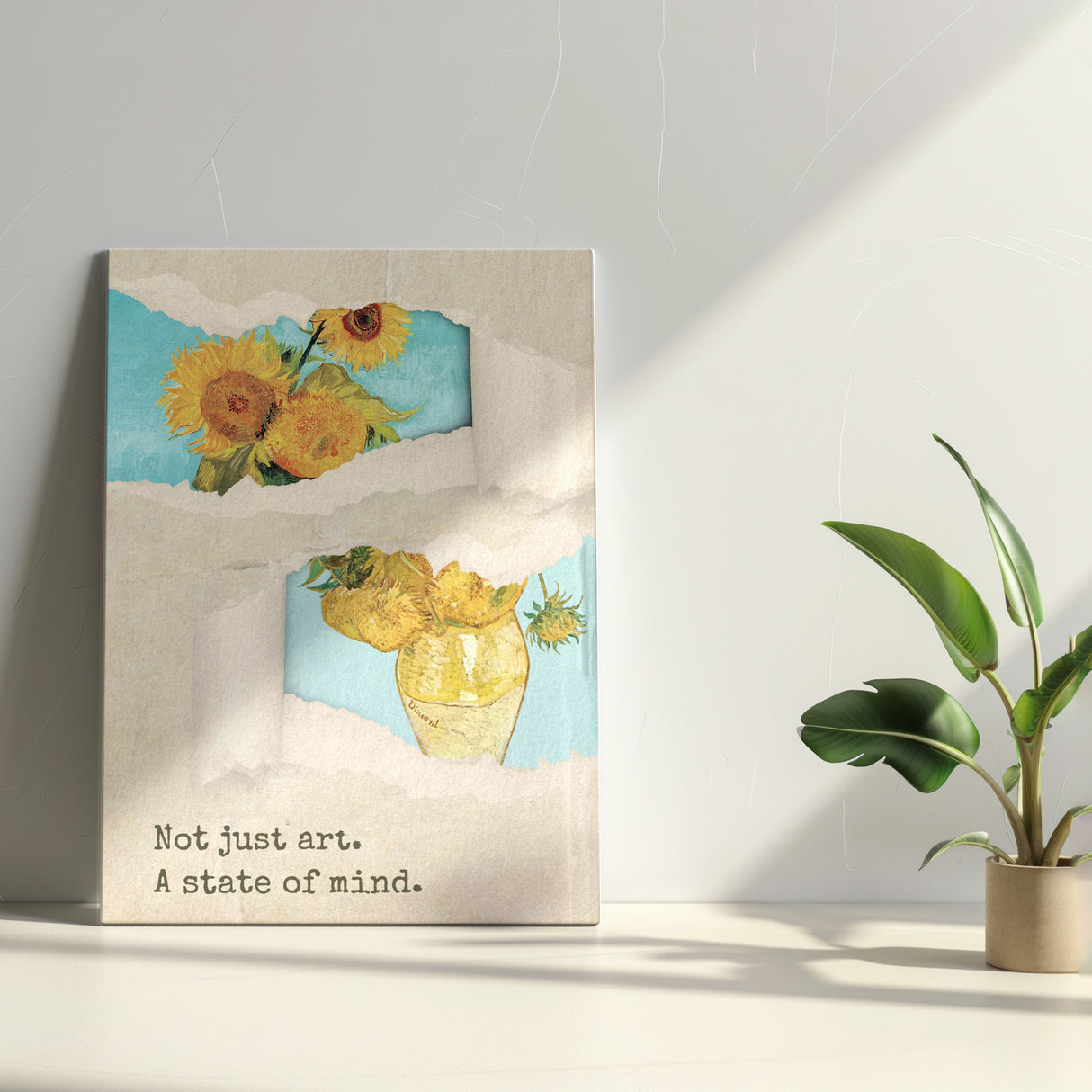 ゴッホの「ひまわり」をモチーフ、黄色い花は幸福感の象徴