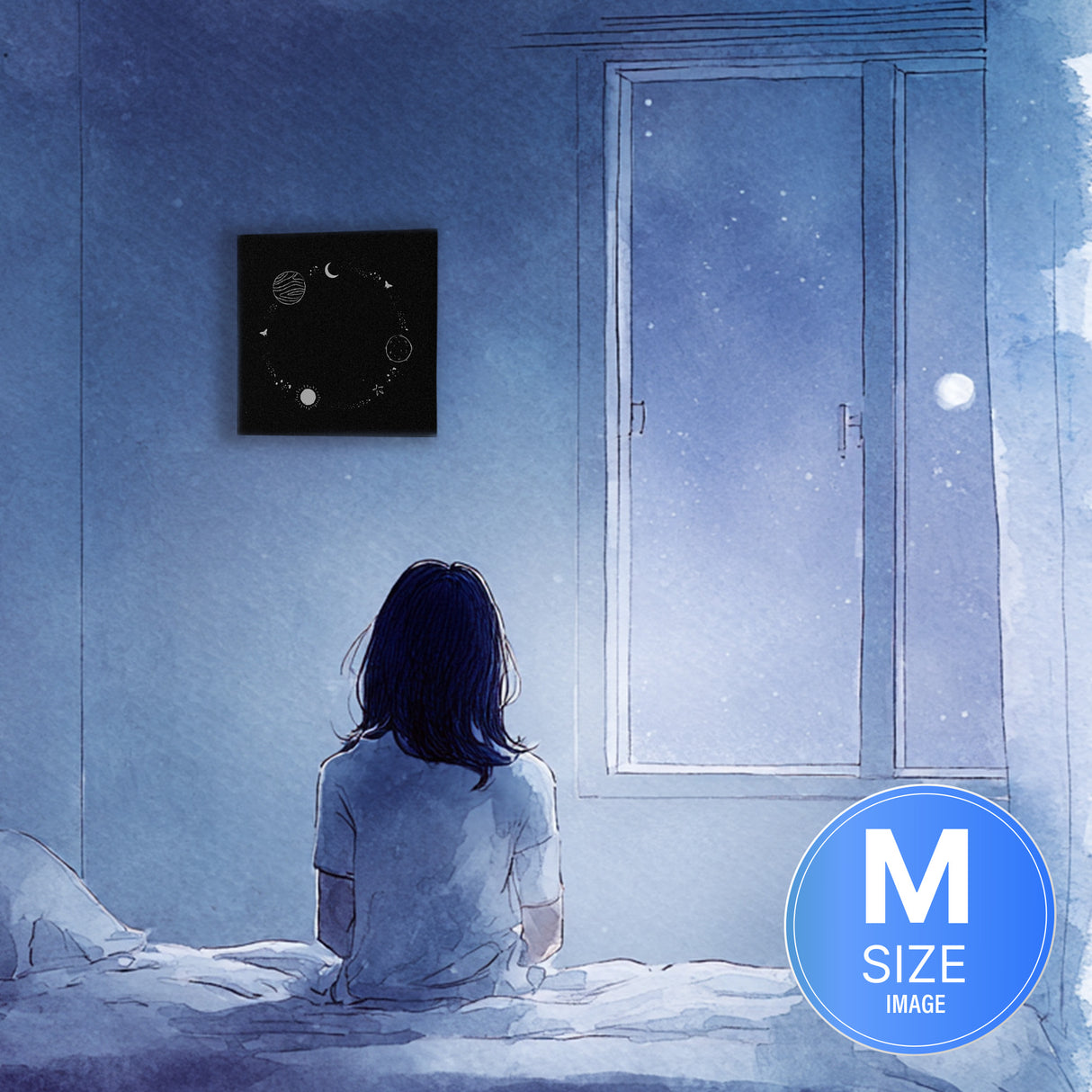 思考の輪郭がやさしくほどけ、静かな呼吸に戻っていく – 夜をめぐる環 – Orbit of Night