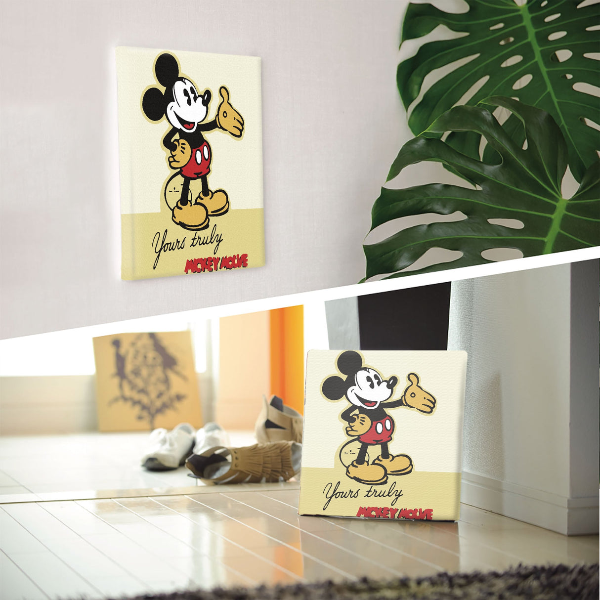 ミッキーマウスのファブリックパネル インテリア 雑貨 アート レトロ dsny-1710-16