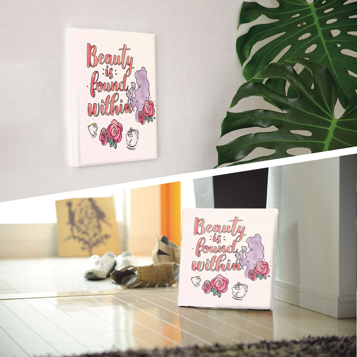 ベルのファブリックパネルセット インテリア雑貨 アートパネル キャンバス ディズニープリンセス 美女と野獣 dsny-2012-19