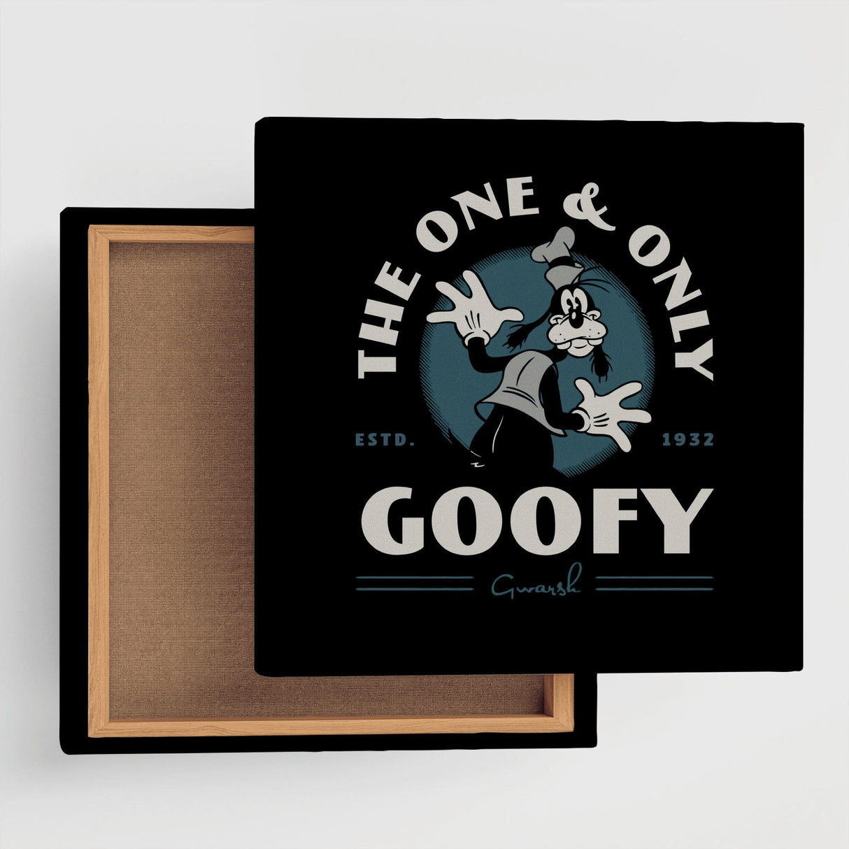 グーフィーのファブリックパネル インテリア雑貨 アートパネル キャンバス ディズニー モノクロ dsny-2303-11