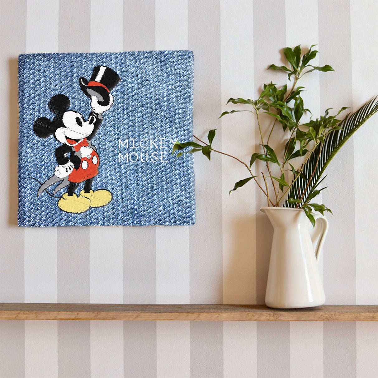 ミッキーマウスのウォールデコ インテリア雑貨 アートパネル キャンバス ディズニー ツートン dsny-2307-01