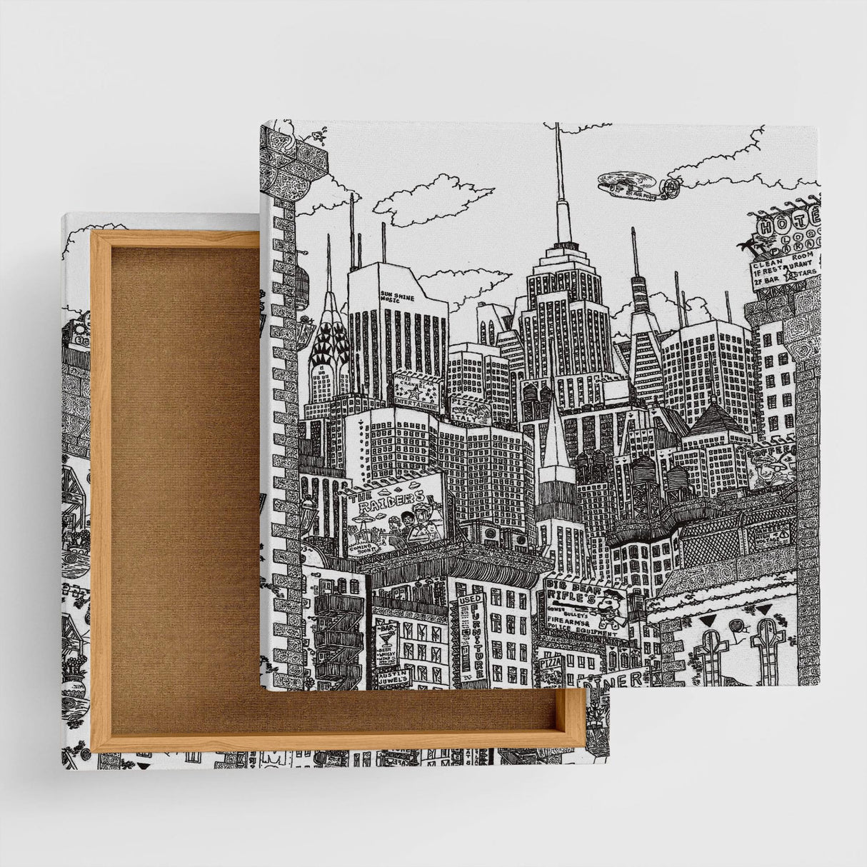 街並みイラストのファブリックパネル アート 雑貨 mzk-0002 - ArtDeli. アートパネル専門店