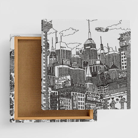 街並みイラストのファブリックパネル アート 雑貨 mzk-0002 - ArtDeli. アートパネル専門店