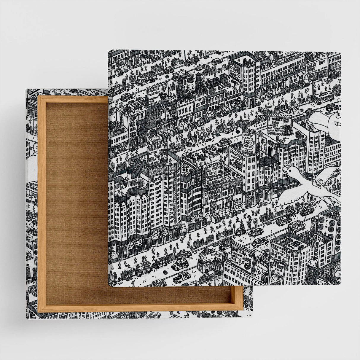 街並みイラストのファブリックボード 一人暮らし インテリア mzk-0004 - ArtDeli. アートパネル専門店