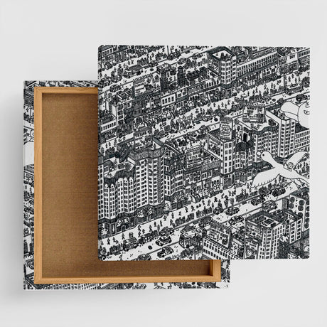 街並みイラストのファブリックボード 一人暮らし インテリア mzk-0004 - ArtDeli. アートパネル専門店