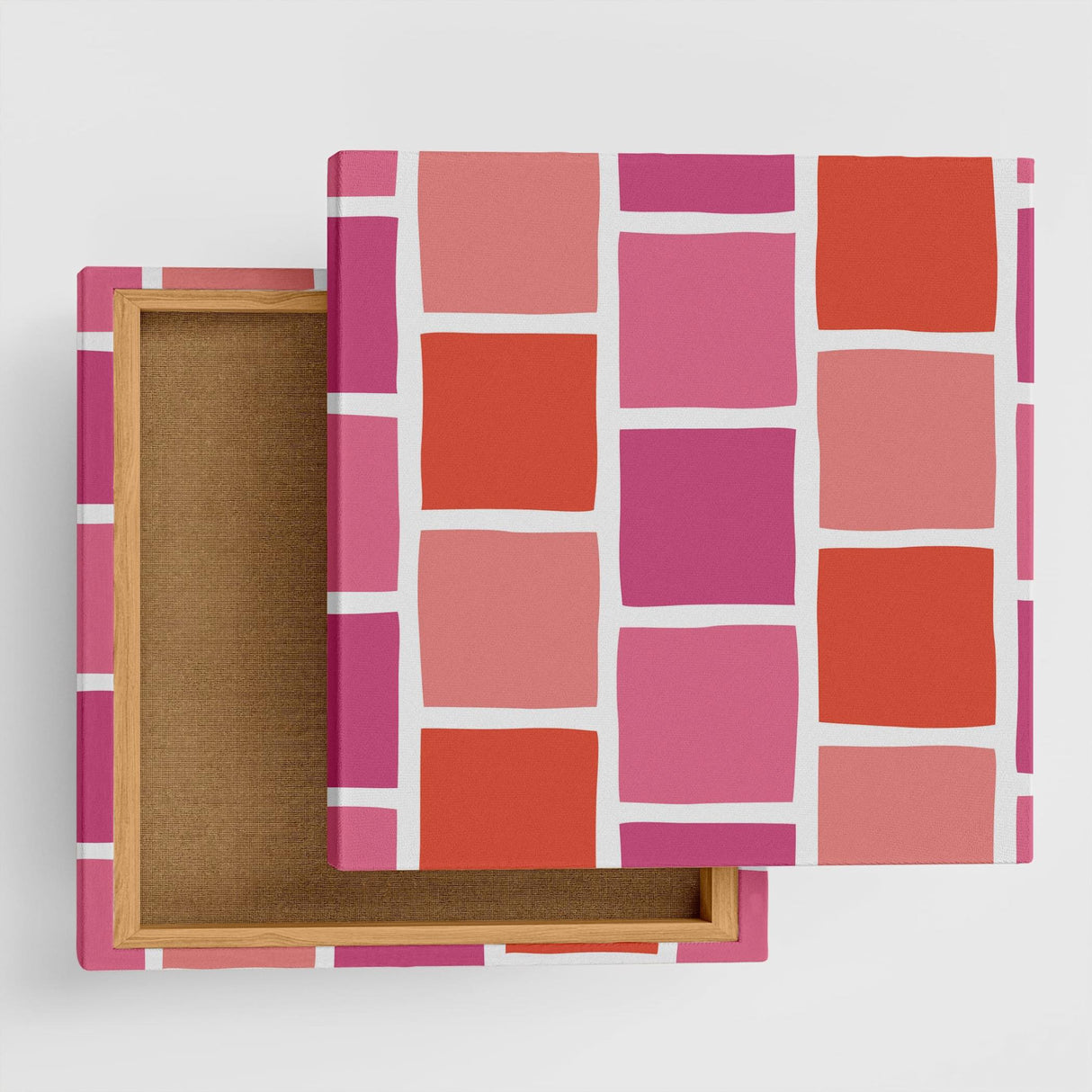 ピンクのタイルモチーフ・インテリア小物 アート 雑貨 pat-0118