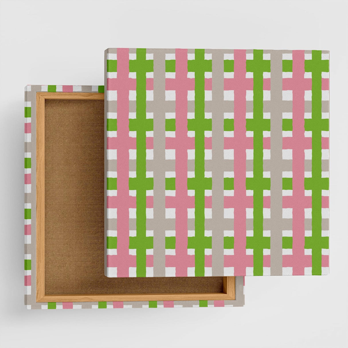 リビングにおすすめ、チェックのファブリックパネル 壁掛け アート pat-0137