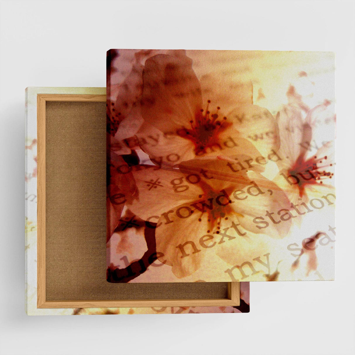 花とタイポグラフィのファブリックパネル 写真 壁掛け tnk-0001