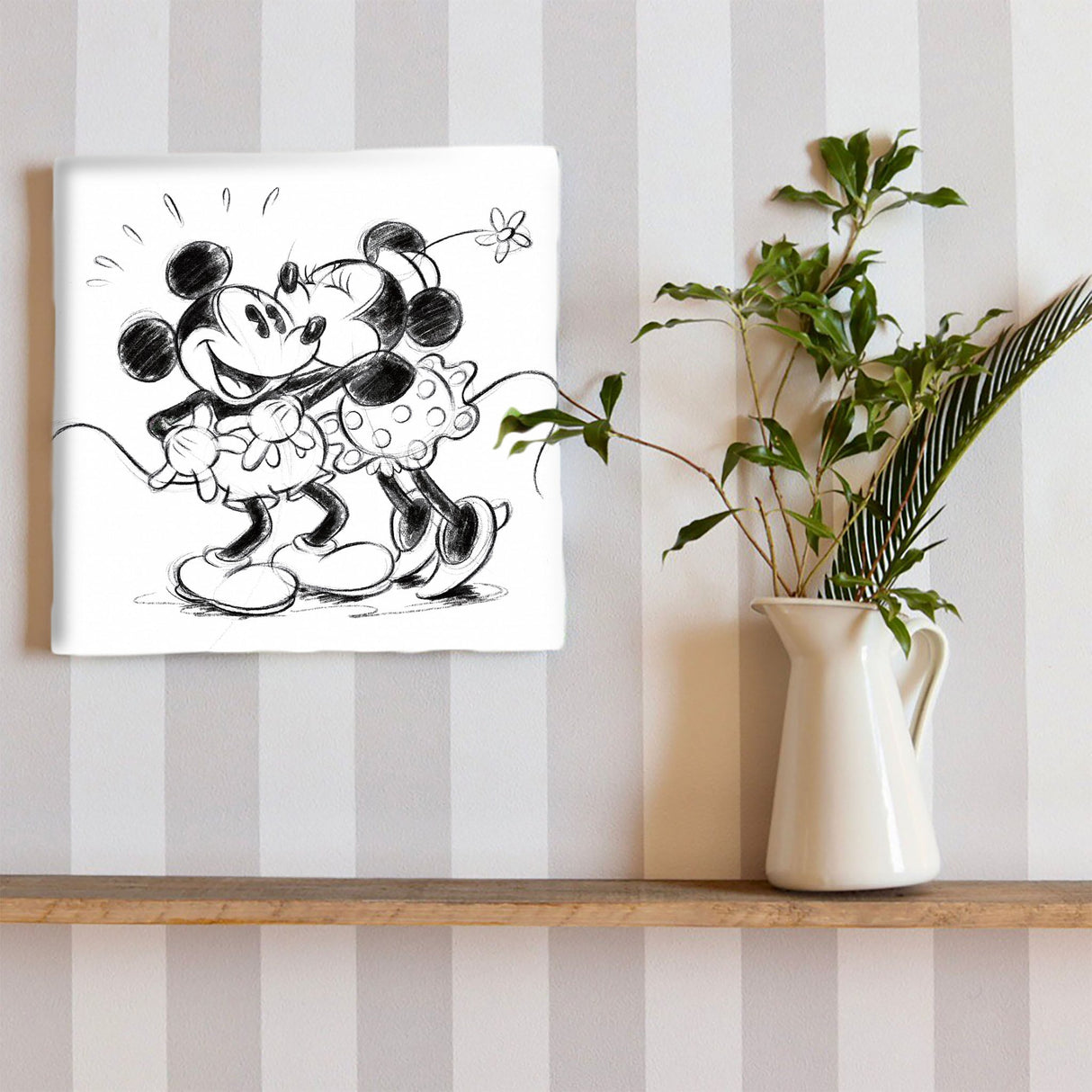 ミッキー・ミニーのファブリックボード ディズニー ウォールデコ dsn-0193