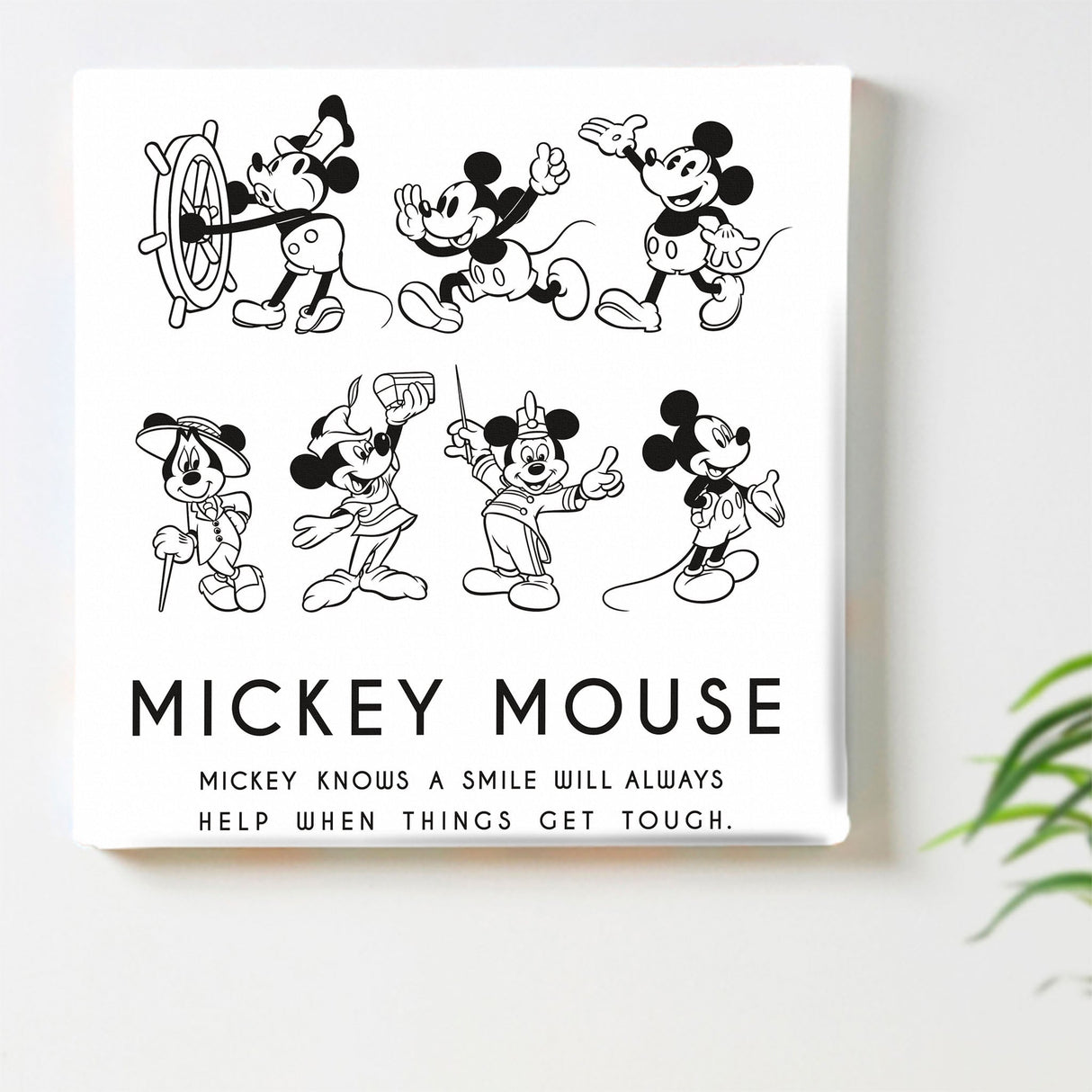 ミッキーマウスのファブリックパネル インテリア 雑貨 アート モノクロ dsny-1710-01
