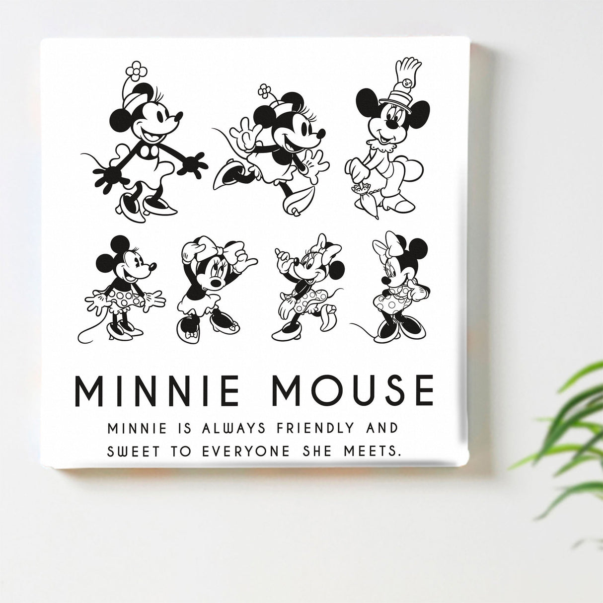 ミニーマウスのアートパネル インテリア 雑貨 アート モノクロ dsny-1710-02