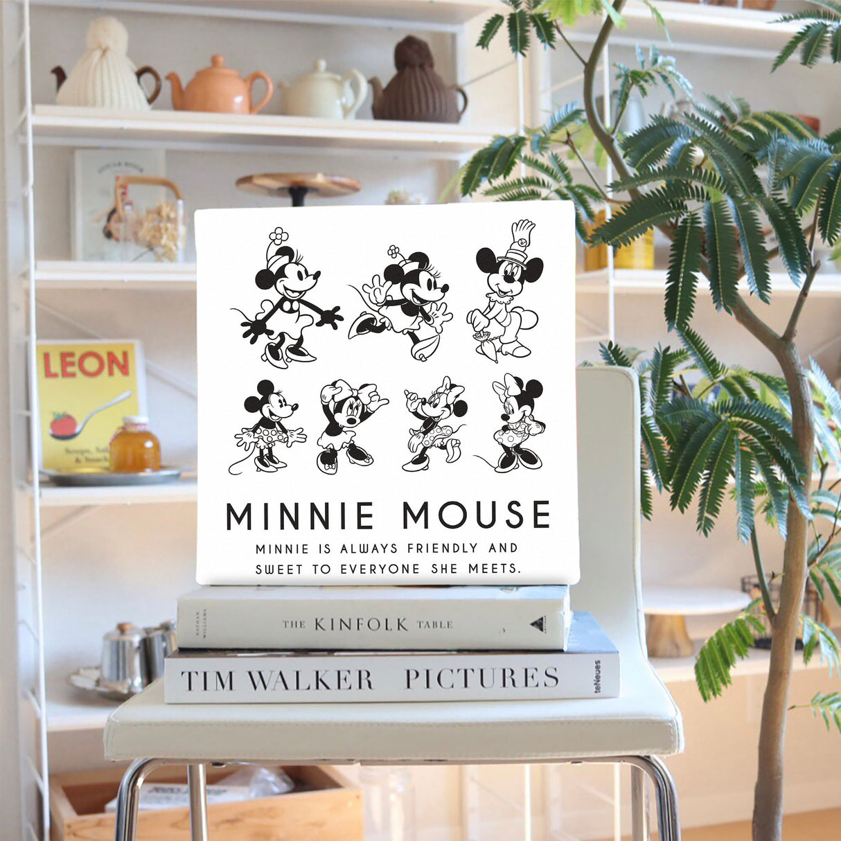 ミニーマウスのアートパネル インテリア 雑貨 アート モノクロ dsny-1710-02
