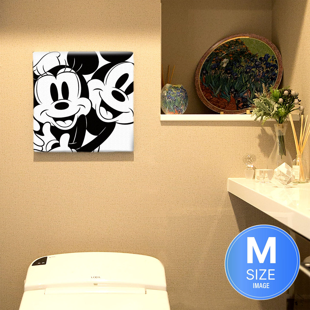 ミッキーマウス&ミニーマウスのファブリックパネル インテリア雑貨 アートパネル キャンバス dsny-1806-01