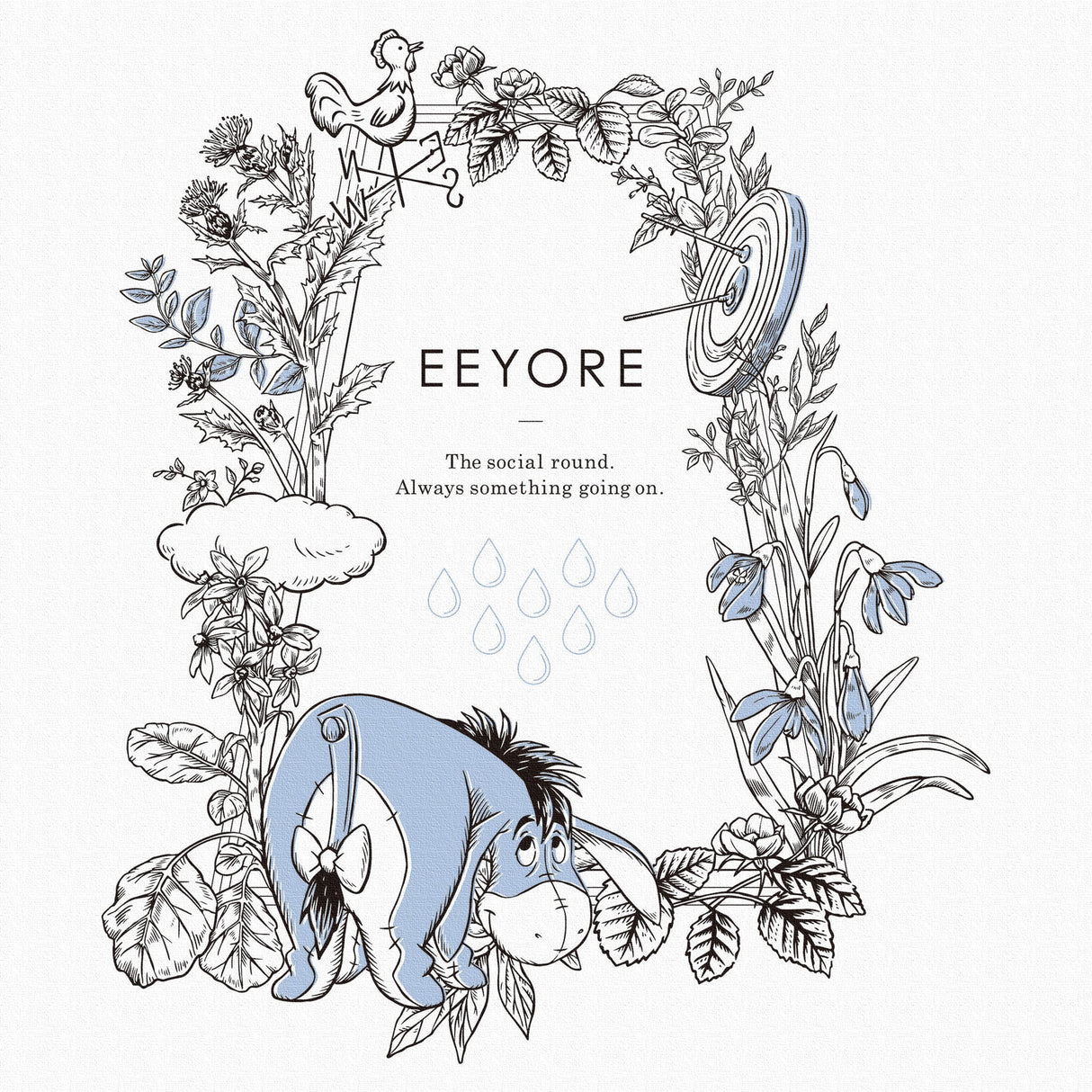 Eeyore wall art set Interior goods Art panel Canvas Winnie the Pooh Blue dsny-2011-16