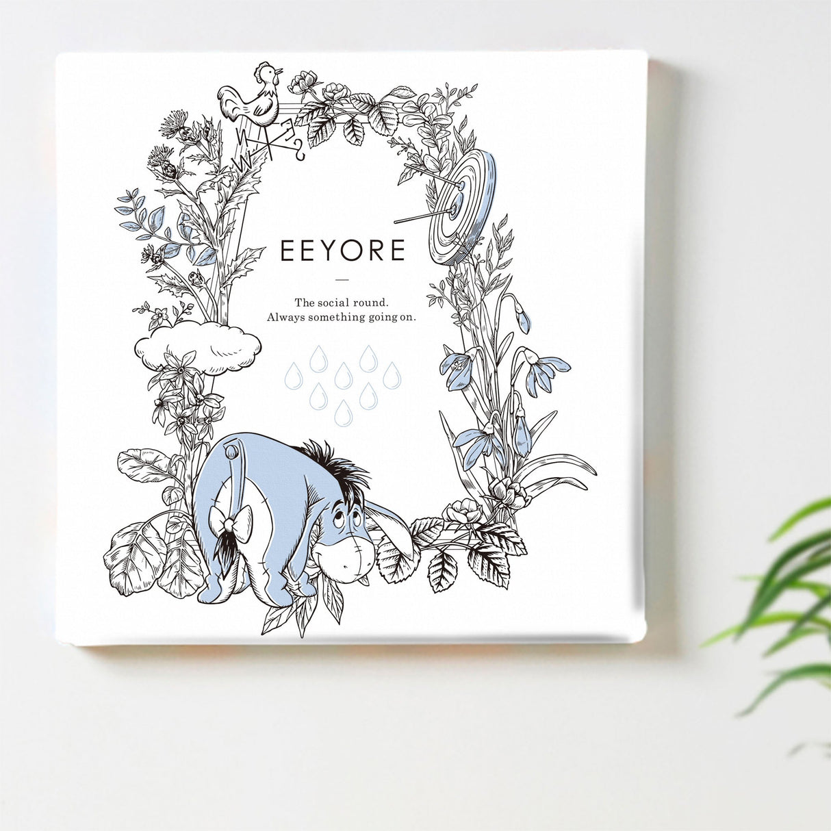 Eeyore wall art set Interior goods Art panel Canvas Winnie the Pooh Blue dsny-2011-16