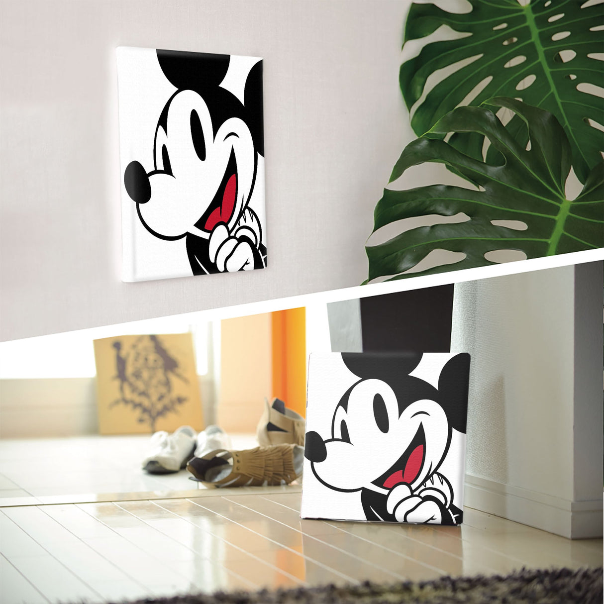 ミッキーマウスの壁掛けアートセット インテリア雑貨 アートパネル キャンバス ホワイト dsny-2012-01