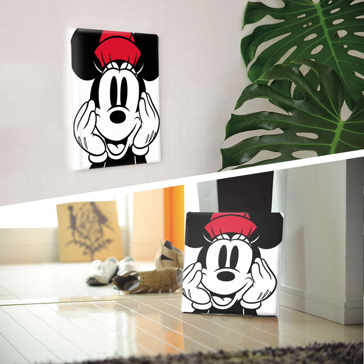 ミニーマウスのファブリックボードセット インテリア雑貨 アートパネル キャンバス ホワイト dsny-2012-02