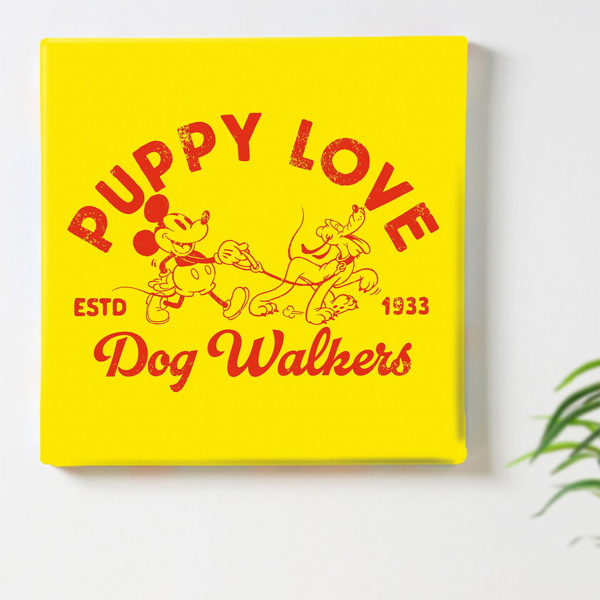 ミッキーマウスの壁掛けアートセット インテリア雑貨 アートパネル キャンバス レトロ イエロー dsny-2012-07