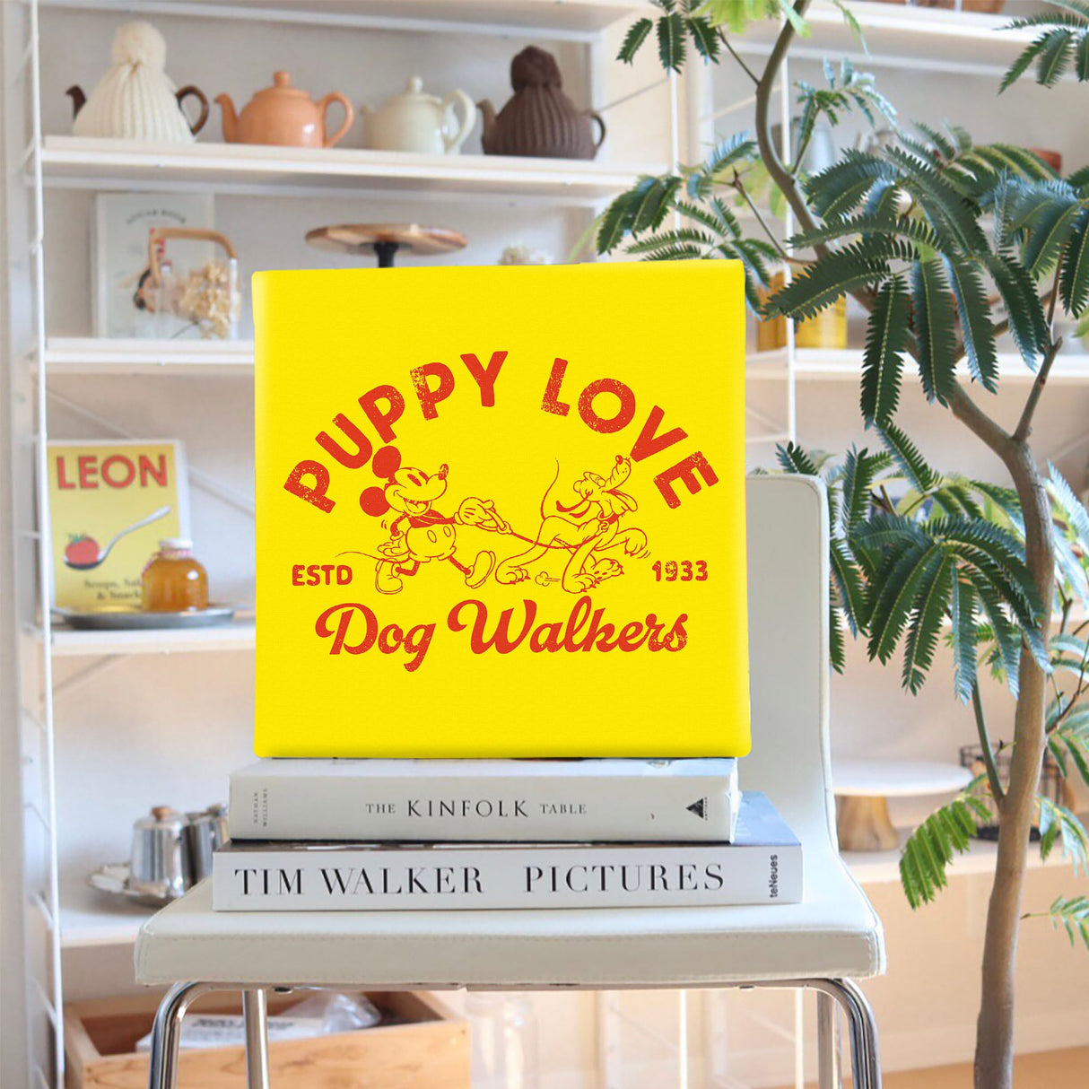 ミッキーマウスの壁掛けアートセット インテリア雑貨 アートパネル キャンバス レトロ イエロー dsny-2012-07