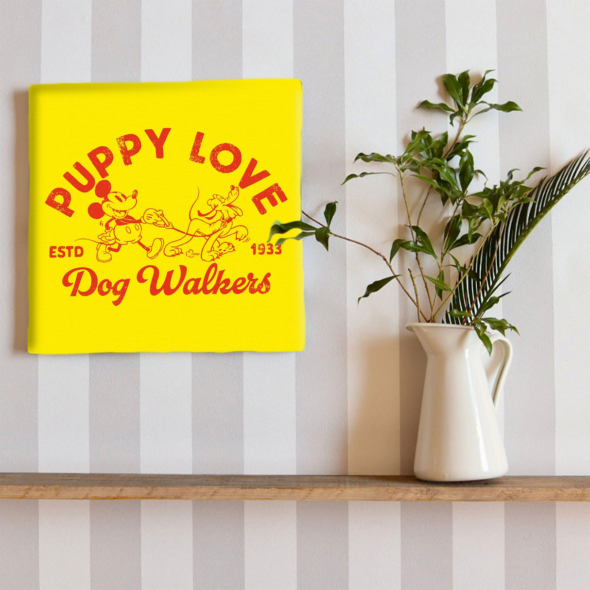 ミッキーマウスの壁掛けアートセット インテリア雑貨 アートパネル キャンバス レトロ イエロー dsny-2012-07